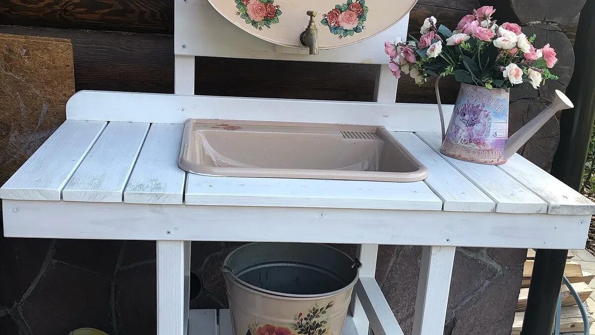 Iron Wrought, large sink PB Dream Garden Woodworks Наружные раковины, Садовая ра