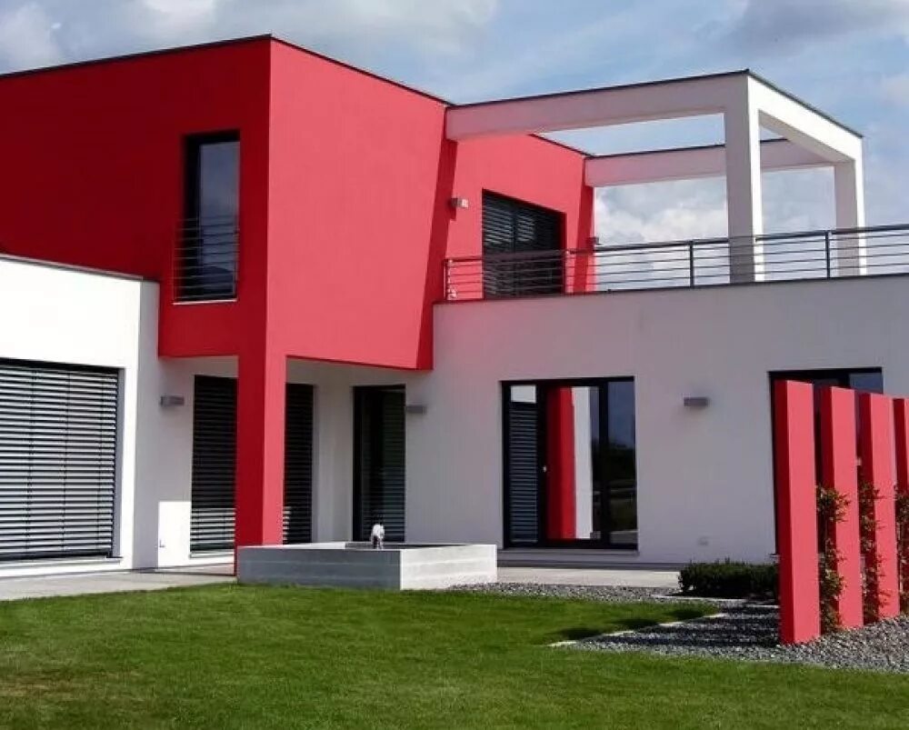 Яркие фасады домов. Цвет в архитектуре. Здание с красным фасадом. Фасад дома красного цвета.