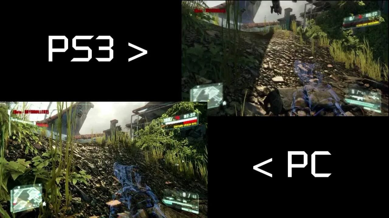 Pc vs. Крайзис 3 ps3. crysis 3 vs ps3 vs ps4 vs ps5. ps3 графика crysis. crysis 3 pc vs ps3.