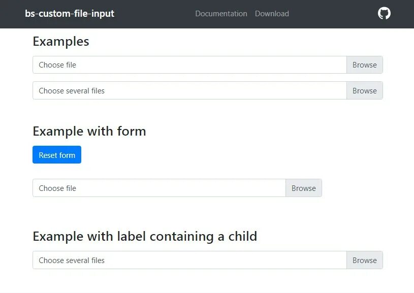 Файл Bootstrap. Input примеры. Input file стилизация. Input на сайте. Input examples