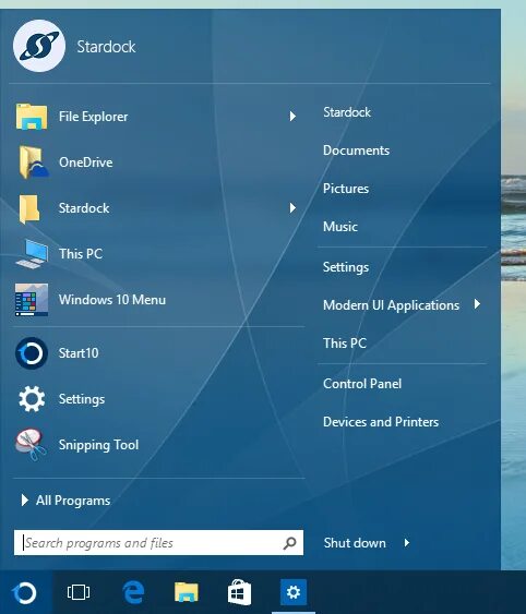 Stardock start. Stardock start10. Панель управления Скриншот. Stardock Windows 10. Stardock start10 фритюрница.