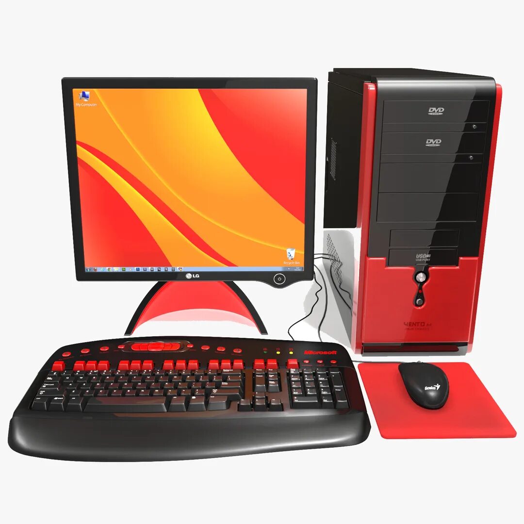 Красный компьютер. Модель компьютера. Компьютер красного цвета. Комп красный с монитором.