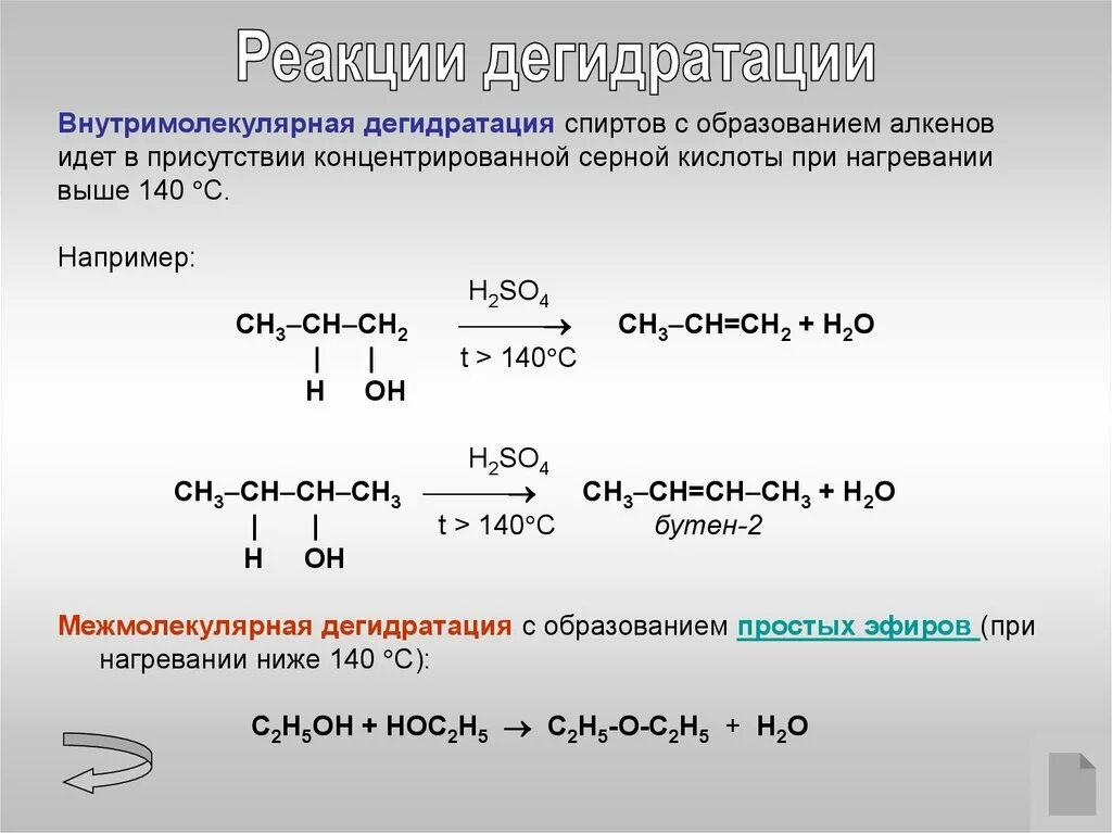 Дегидратация спиртов условия. Внутримолекулярная дегидратация с3. Механизм реакции дегидратации спиртов. Реакция спирта с серной кислотой. Продукт дегидратации этилового спирта