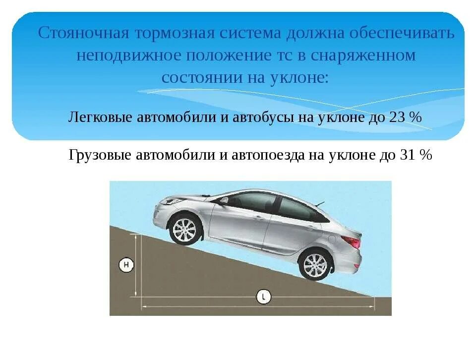 Стояночная тормозная система 16. Тормозная система автомобиля ПДД. Стояночная тормозная система на уклоне. Стояночный тормоз легкового автомобиля. Запрещается ли эксплуатация