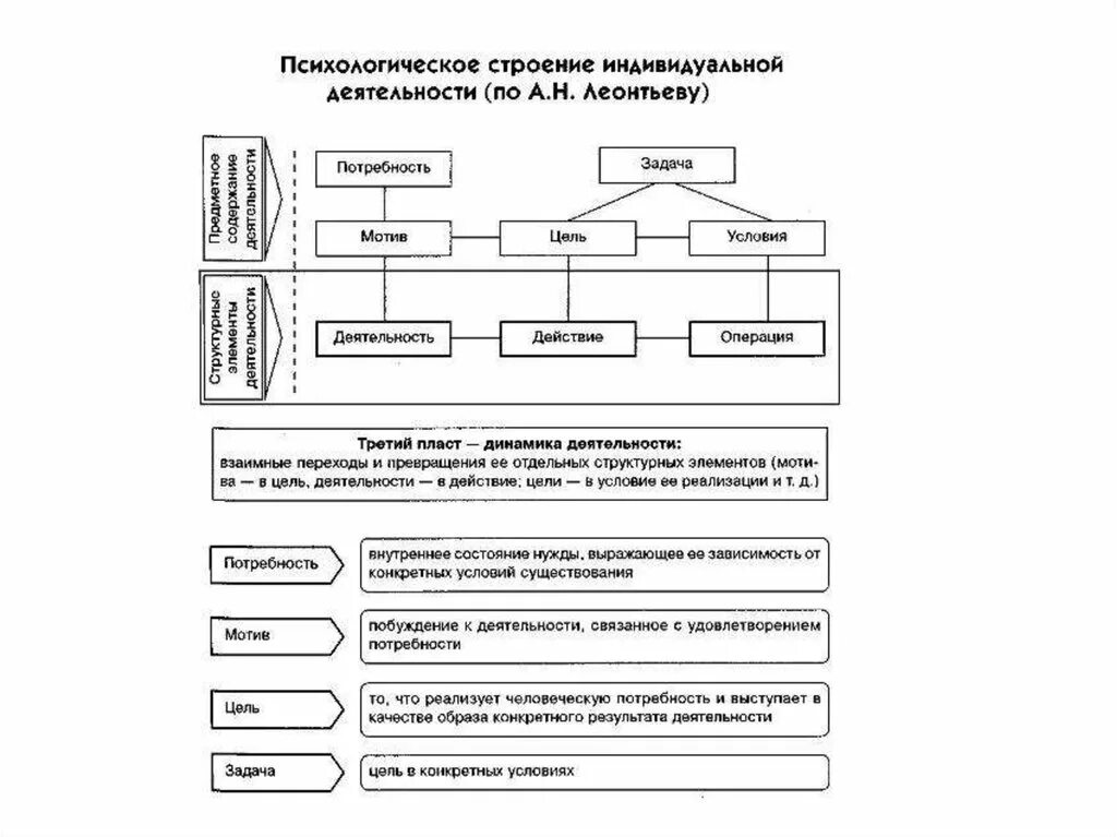 Структура деятельности по леонтьеву схема