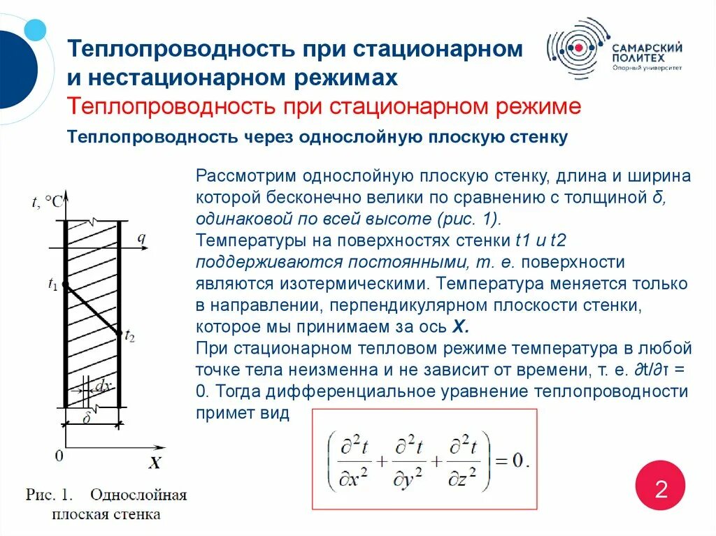 Стационарная теплопроводность. Теплопроводность плоской стенки при стационарном тепловом режиме. Теплопроводность плоской стенки при стационарном режиме. Стационарное уравнение теплопроводности. Теплопроводность при нестационарном режиме.