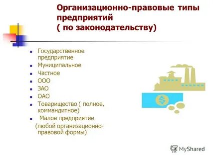 Организационно правовые виды фирм
