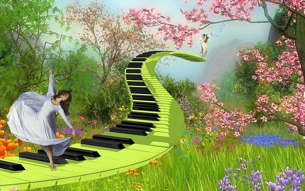 Музыкальный пейзаж. Волшебство весны. Пианино на природе.