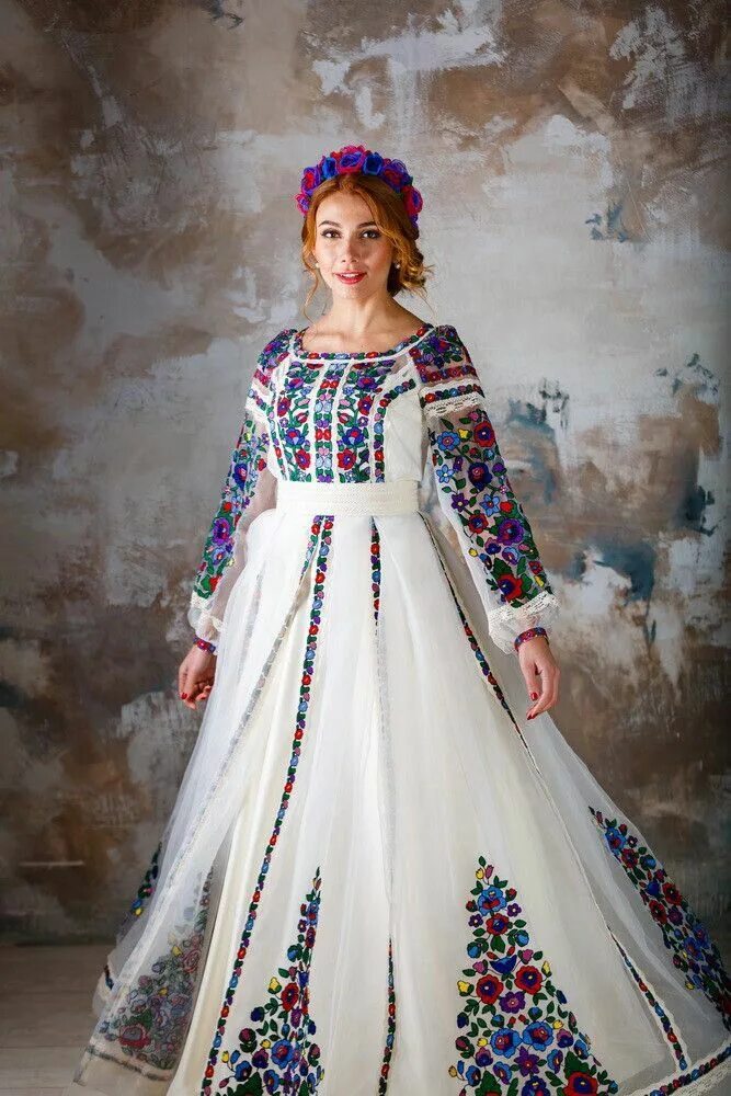Dress made of natural linen with embroidery " Poppy Field " ПЛ-770328 Платья, Тр