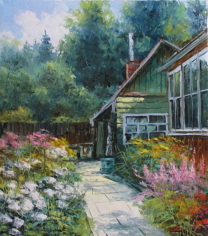 деревенская природа. пейзаж дача. пейзаж дача. деревенский домик весной. пейзаж дача.