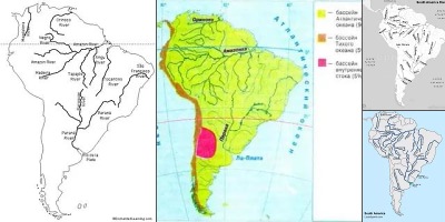 реки южной америки на карте с названиями