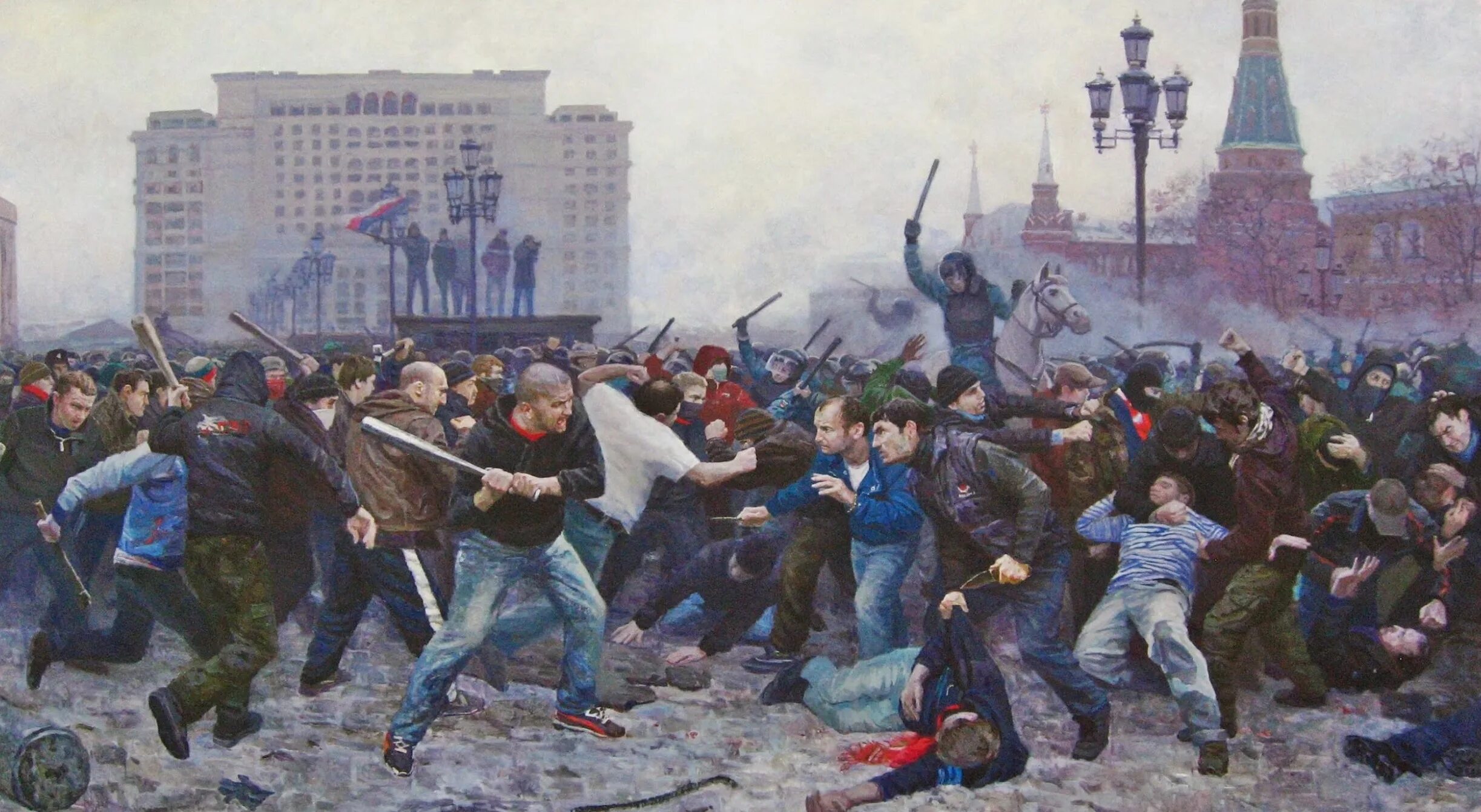 Старые и новые революции. Битва за Москву картина Титова. Картина битва за Москву 2010.