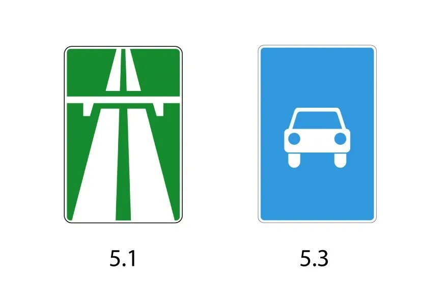Знак 5.1 ПДД РФ. Дорожный знак 5.1 автомагистраль. Знаки 5.1 и 5.3 ПДД. Дорожный знак 5.3 дорога для автомобилей.