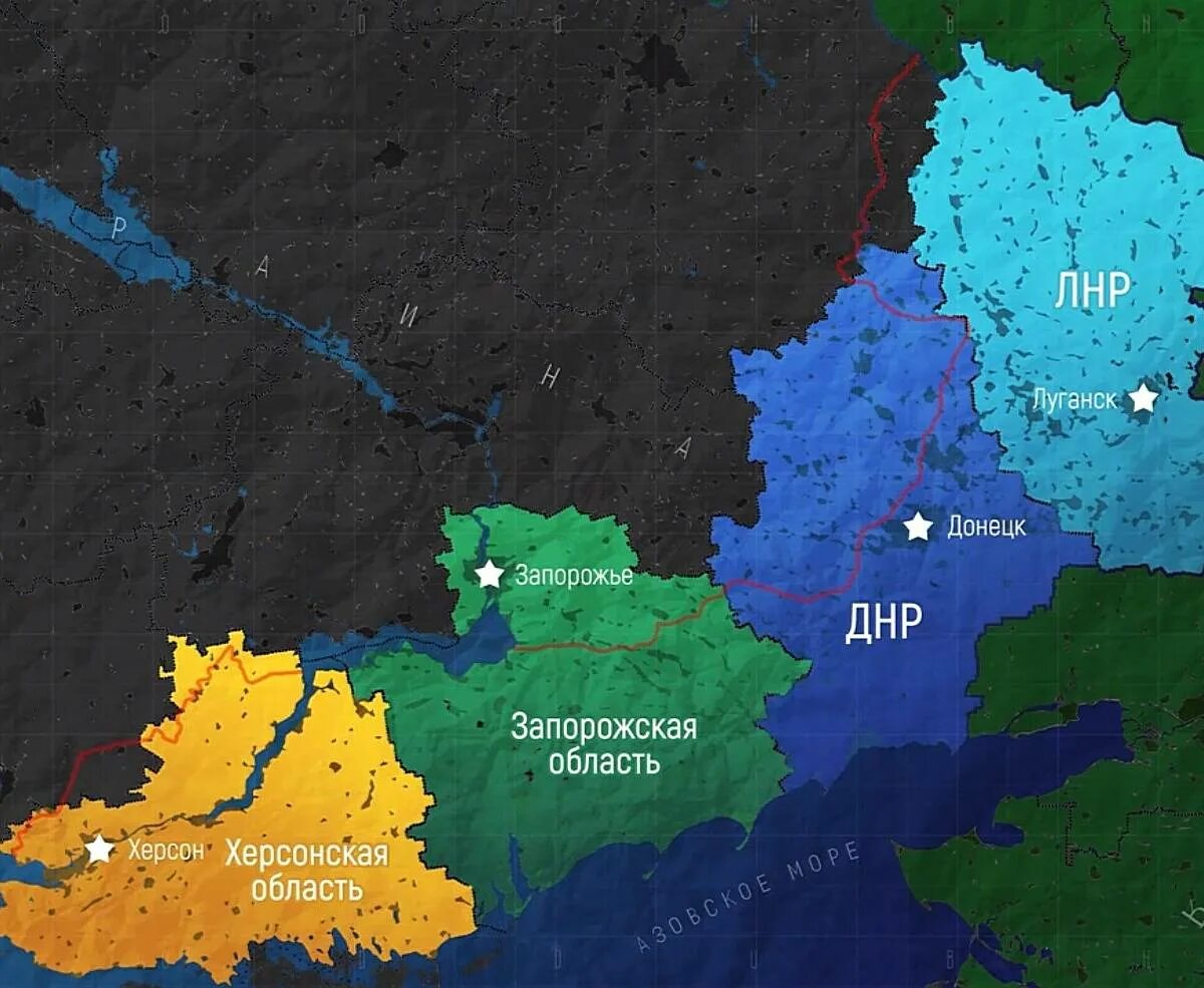 Карта лнр днр херсонской и запорожской. Границы присоединяемых областей Украины. Территория ДНР. Территория России вместе с новыми областями. Россия с территорией Новороссии.