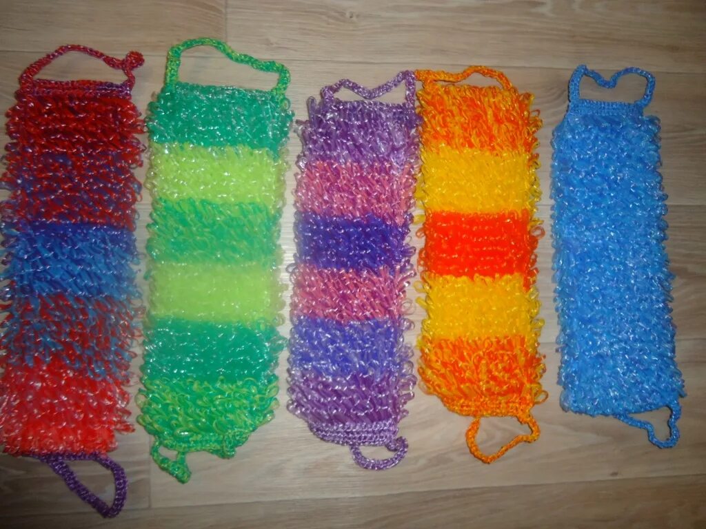 Мочалка крючком. Мочалка разноцветная. Вязание мочалок крючком. Мочалка разноцветная. Расцветки мочалок.