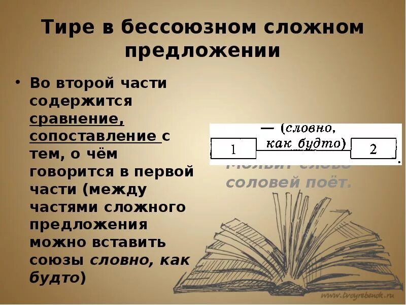 Если во второй части содержится сравнение. Тире в бессоюзном предложении. Тире в БСП. Тире в сложном предложении. Тире в бессоюзном сложном.