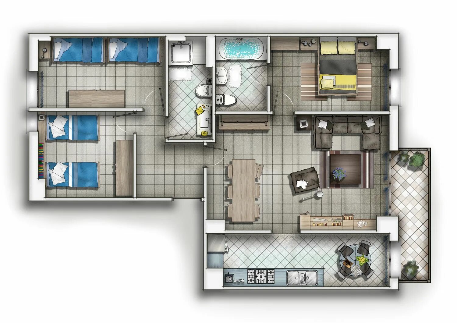 50 Pläne für Häuser und Wohnungen, beginnend mit einem Raum - Ayenaz.Com Apartme