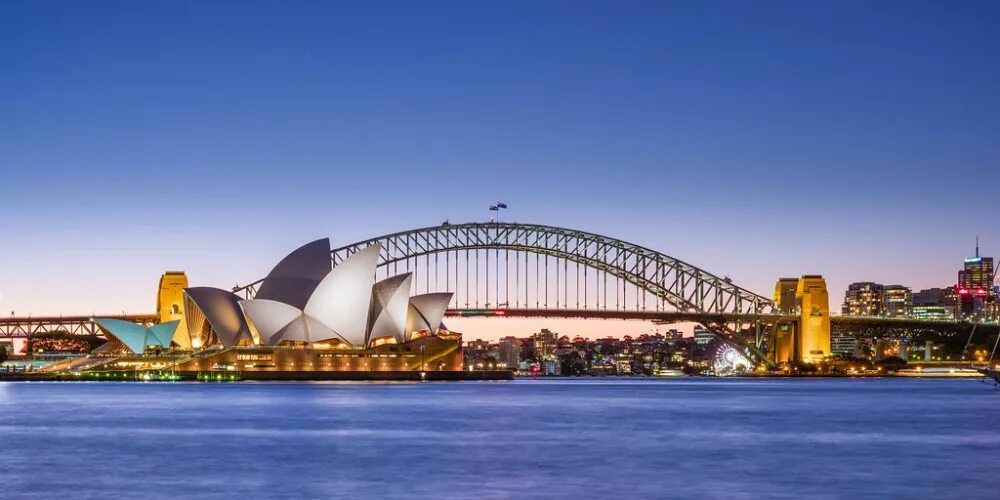 Сиднейский Харбор-бридж. Сиднейский оперный театр и Харбор-бридж. Харбор-бридж Австралия. Австралия мост Харбор бридж (г. Сидней).