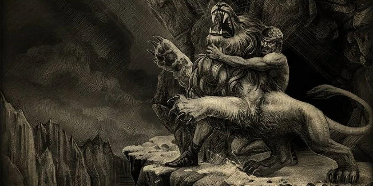 Лев мифы. Немейский лев. Геракл победил немейского льва. Дева с крыльями. Лев мифы.