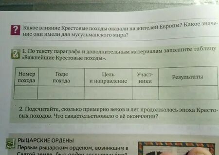 Заполните таблицу по параграфу