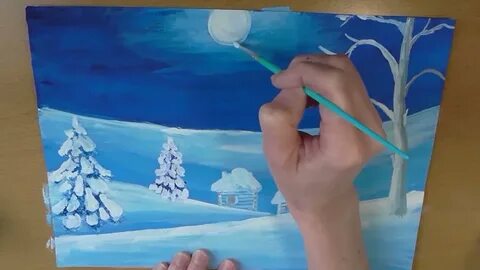 Как нарисовать зимний пейзаж видео