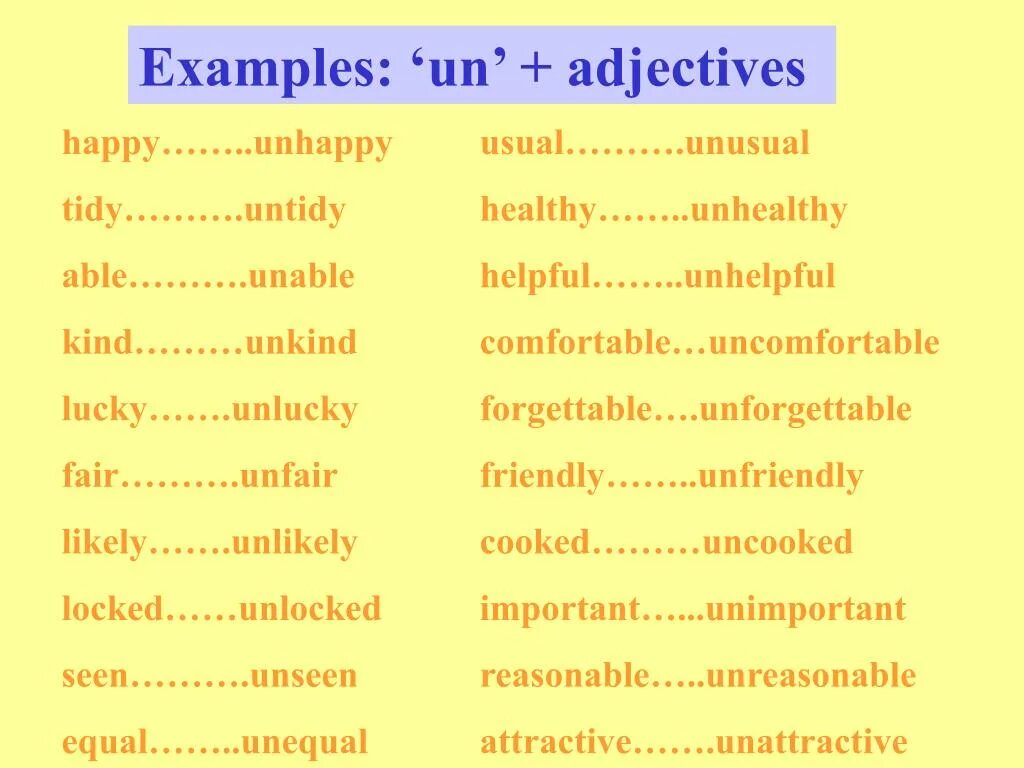 Adjective un