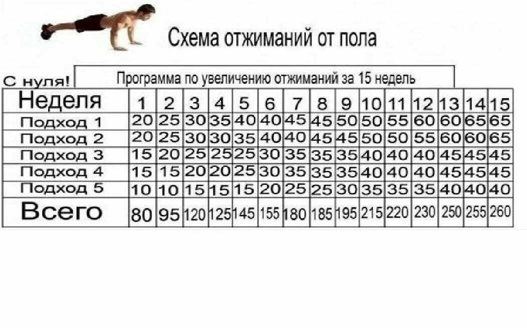 Сколько можно отжимания. Схема подходов отжиманий. Схема отжиманий от пола для роста мышц. Схема отжиманий от пола с нуля. Схема отжиманий от пола для роста мышц на 30.