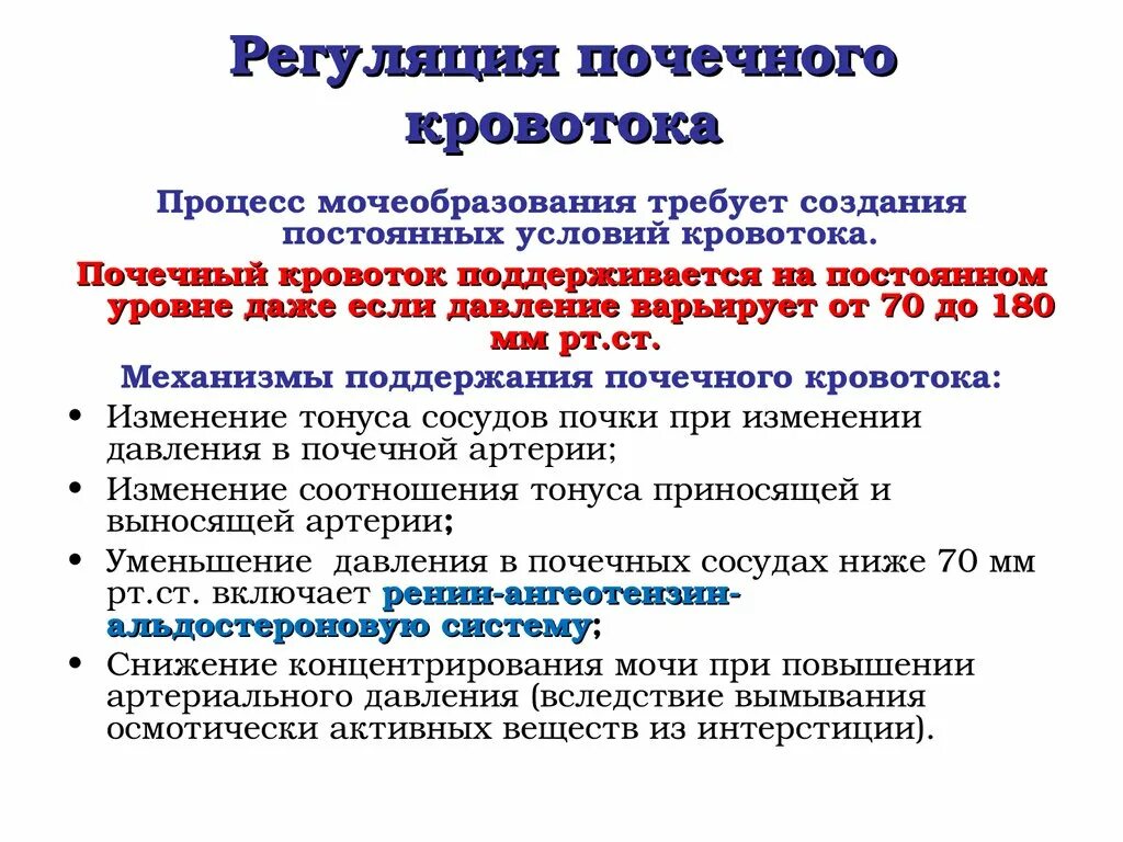 Участие в кровообращении. Регуляция кровоснабжения почек. Регуляция почечного кровотока. Саморегуляция кровотока в почках. Кровообращение в почке, особенности его регуляции..