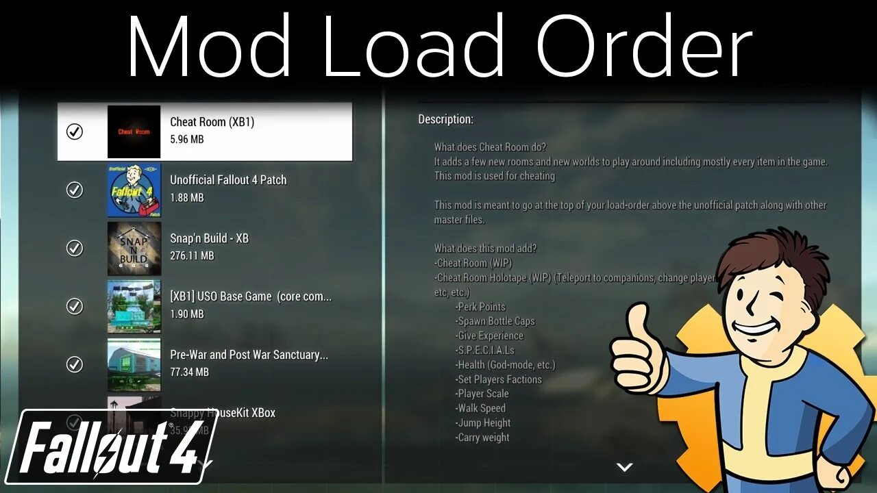 Mod meaning. Load order Fallout 4. Fallout 4 мод Cheat Room. Loading_order_Mod. Settlement menu Manager Fallout 4.
