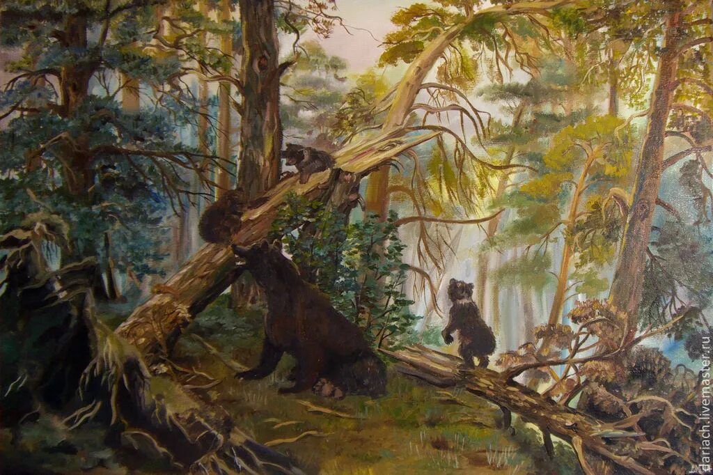 Медведи ивана шишкина. Утро в Сосновом Бору Шишкин. И. И. Шишкин «утро в Сосновом лесу» (1889 г.).