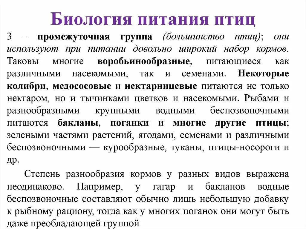 Биологические особенности птиц. Биологические и хозяйственные особенности птицы. Промежуточная группа птиц. Хозяйственные особенности птиц. Особенности питания птиц