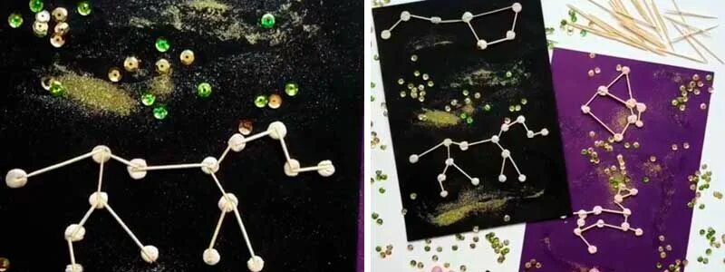 Макет созвездия 2 класс из пластилина окружающий. Созвездие из зубочисток и пластилина. макет созвездия. созвездия поделки для детей.