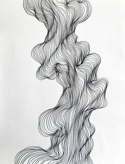 Abstract line art black and white modern drawing organic image 0 