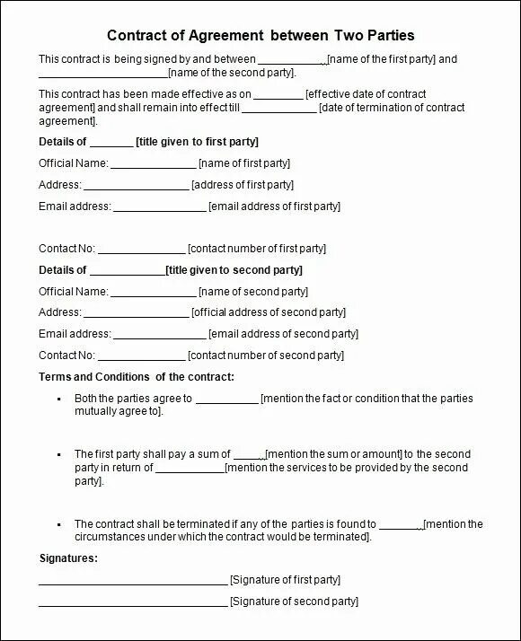 The contract should signed by both parties. Contract agreement. agreement between two parties. legal contract example. legal documents examples.