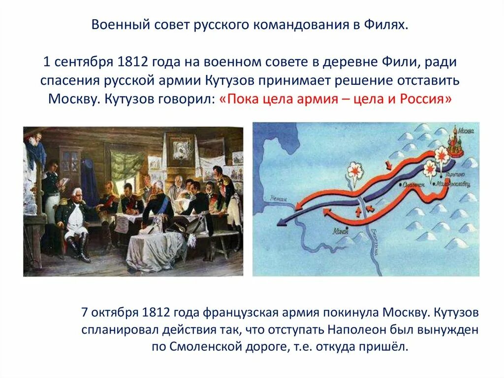 Какое решение принято в филях. Военный совет 1 сентября 1812 года в деревне фили.. 1 сентября 1812 военный совет. 1 сентября 1812 года - совет в филях.. деревня фили 1812.