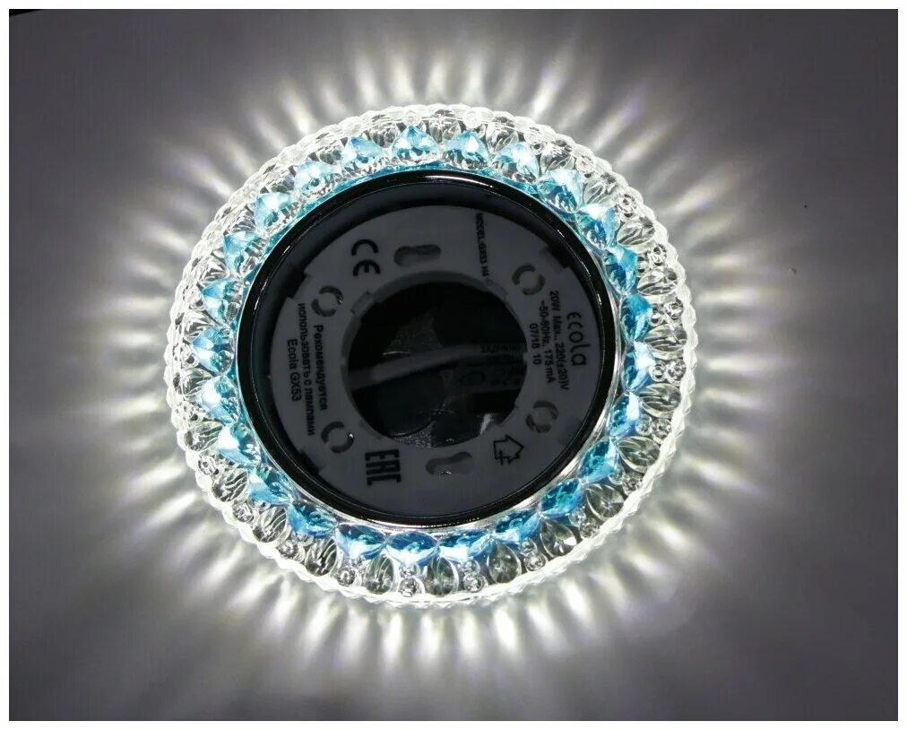 Ecola gx53 h4 ld7009 св-к круг "Кристалл" подсветка 4k черный/хром 40x125 fk53ccefb. Светильник встраиваемый gx53 h4 Кристалл. Светильник светодиодный Экола gx53. Светильники Экола с подсветкой gx53.