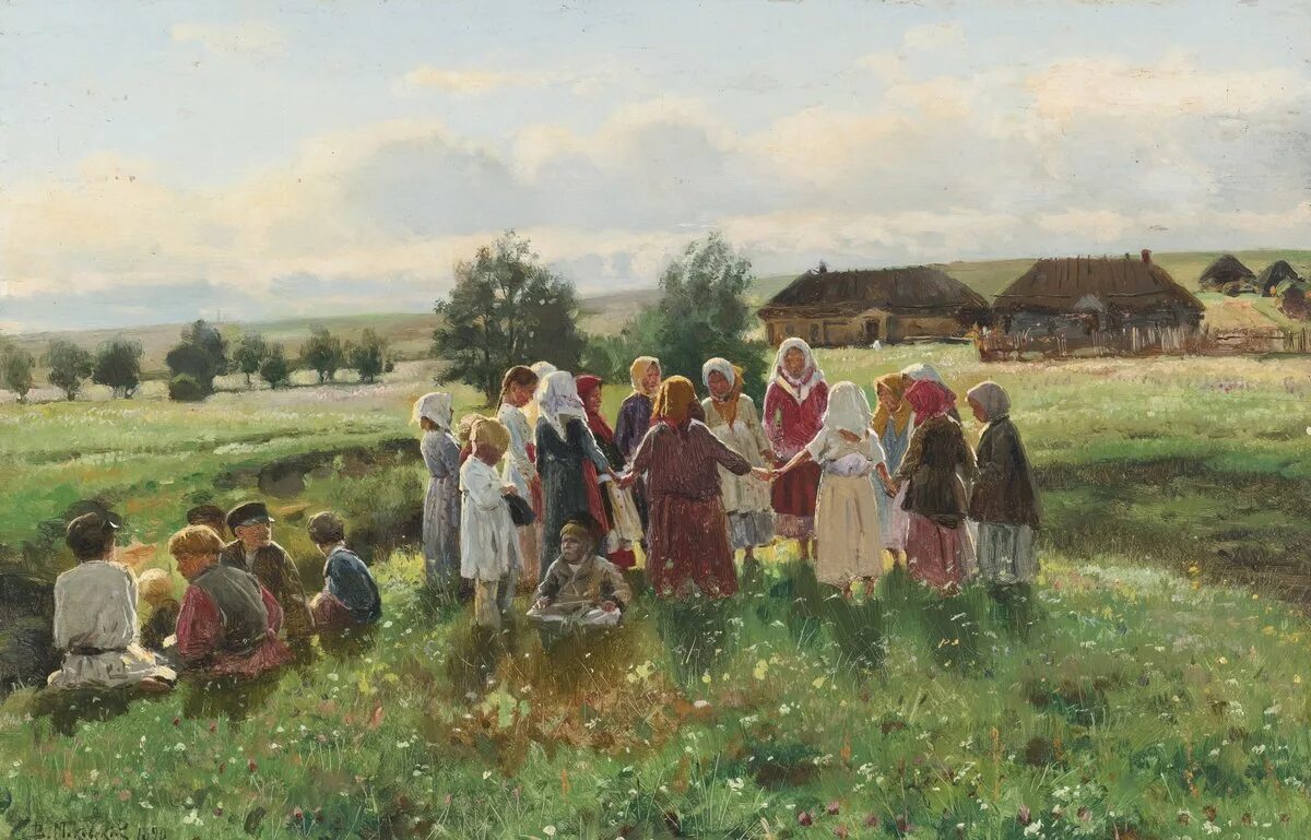 Маковский живопись деревня крестьяне.