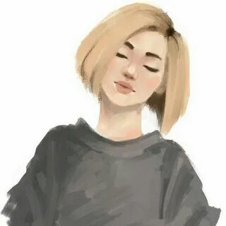 Нарисованная девушка с короткими