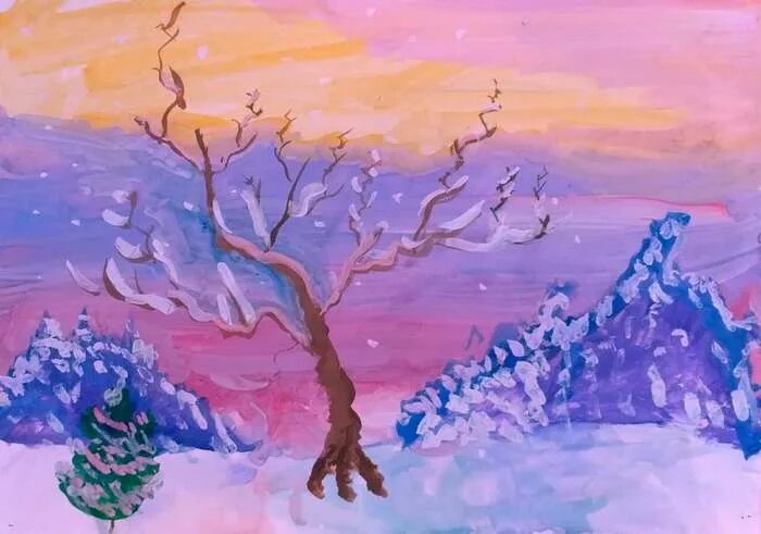 Рисунок холодными цветами 6 класс. Рисунок на тему зимушка зима. гуашью здравствуй зимушка зима. холодный зимний колорит рисунок.