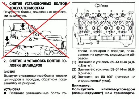 Момент затяжки гбц мазда