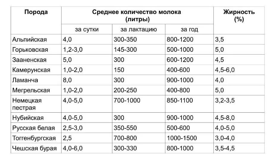 Сколько литров дает коза. Сравнительная таблица продуктивности молочных коз. Продуктивность молока пород коз. Таблица продуктивности молочных коз. Породы коз молочных таблица.