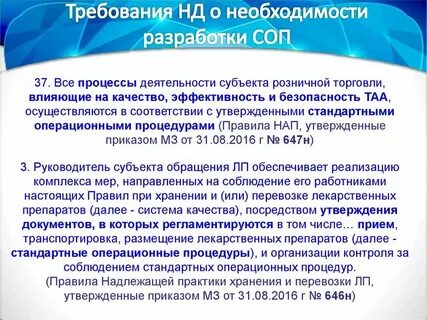 Документы регламентирующие розничную торговлю