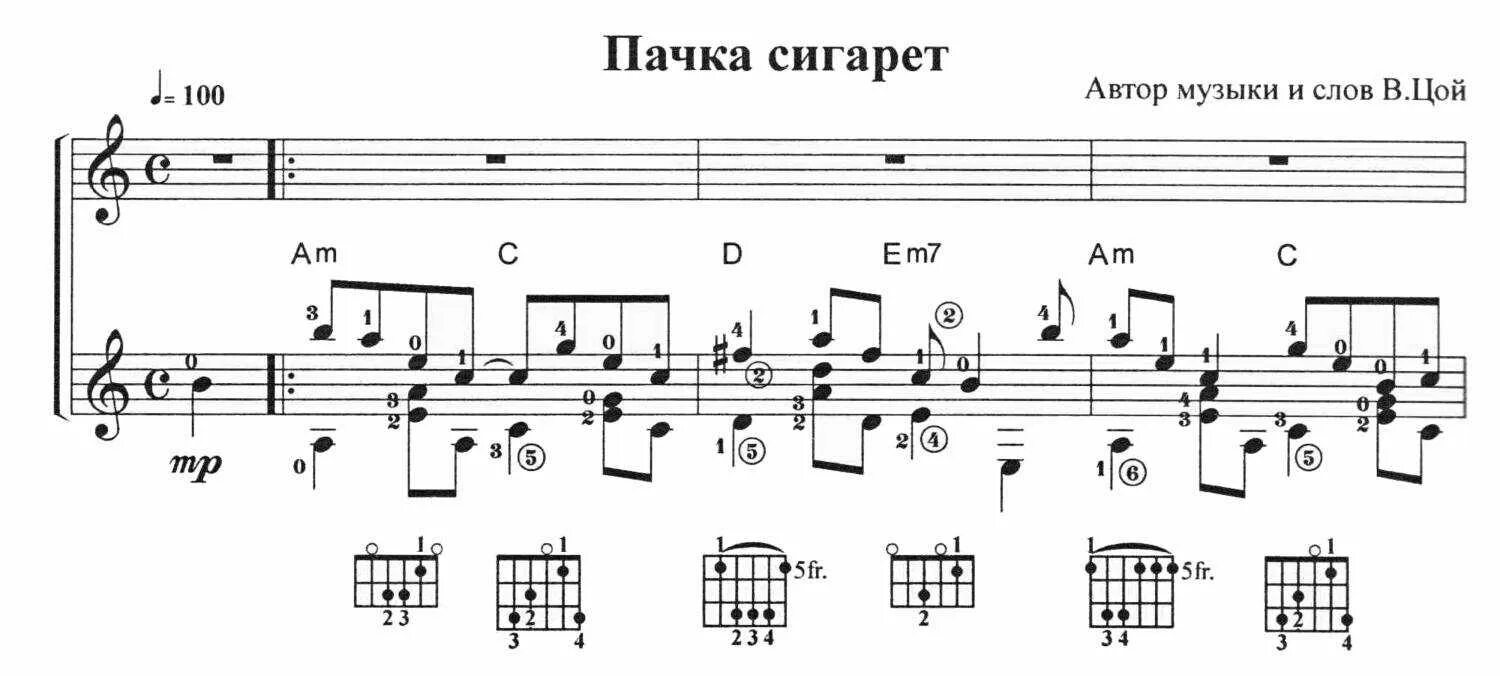 Песни цоя аккорды для начинающих. Цой пачка сигарет Ноты для гитары. Цой пачка сигарет Соло Ноты.