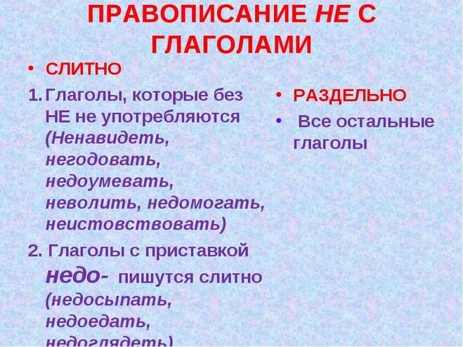 Правило написания частицы не с глаголами. Слитное написание не с глаголами. Правописание Слитное и раздельное написание не с глаголами. Правописание частицы не с глаголами схема. Синоним болезнь с частицей не