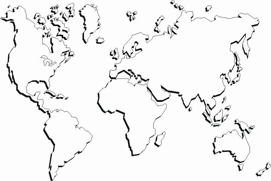 Карта земли черно белая. Очертания континентов.