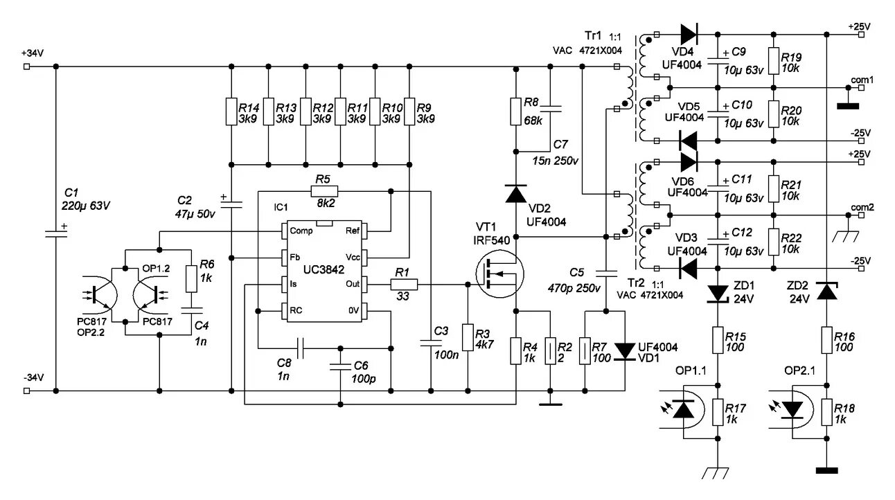 Блок питания uc3842 схема включения. Даташит микросхемы uc3842. Импульсный блок питания uc3843 uc3842. Схема импульсного БП на uc3842.