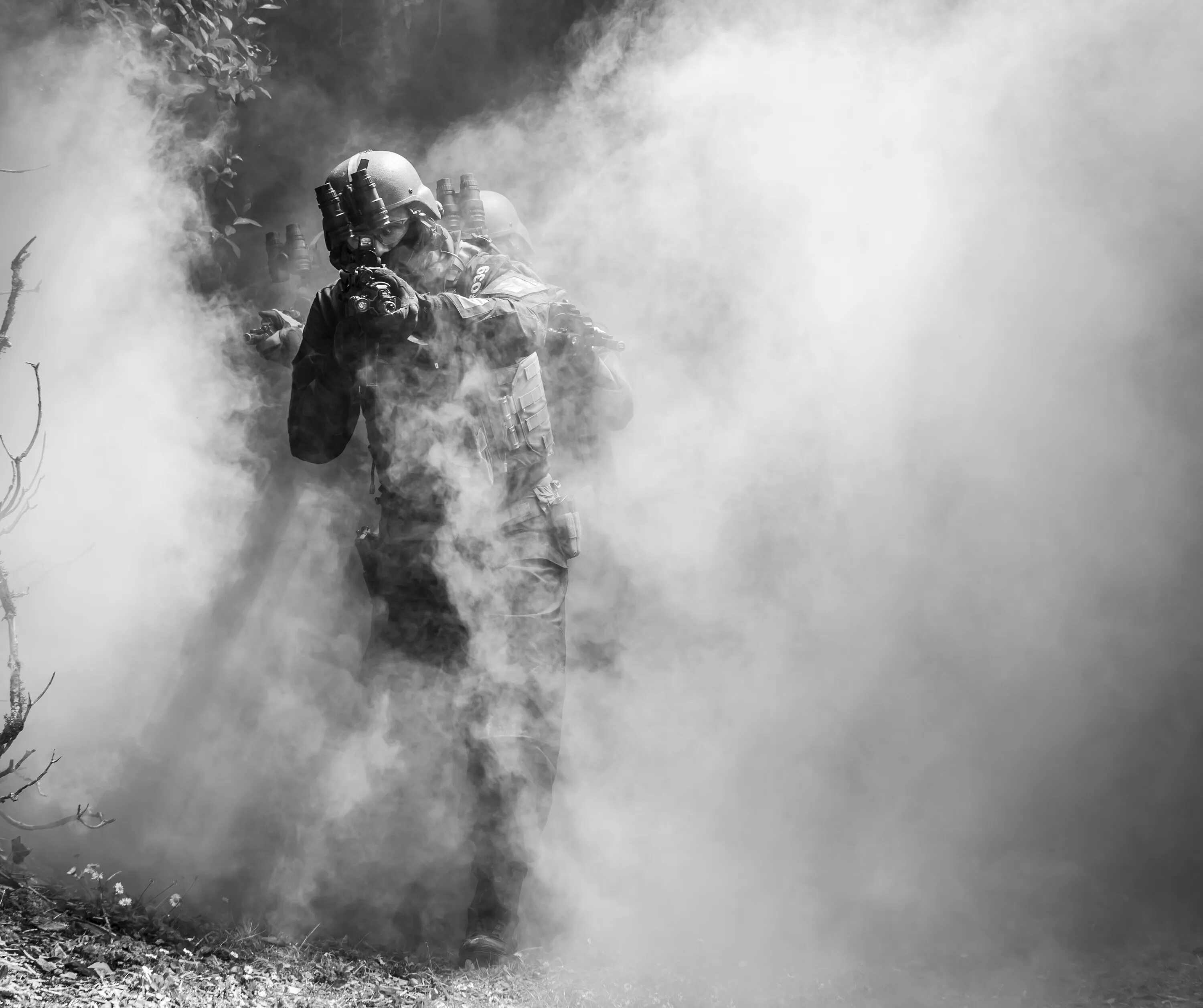 Through the smoke. Walking through the smoke. walking through the smoke art.
