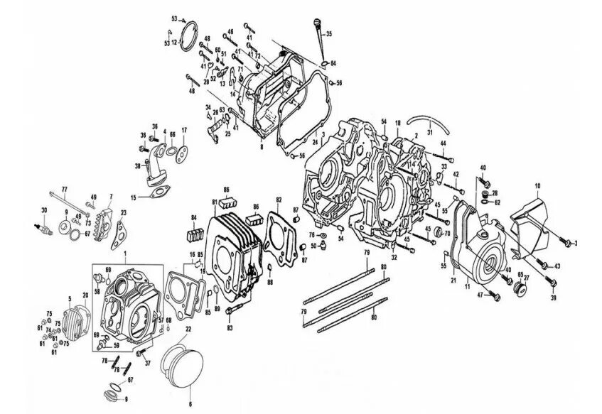 Схема двигателя 153 FMI. 139fmb двигатель схема. Схема сборки двигателя 139fmb. Схема двигателя мопеда Альфа 110.