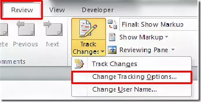 Track changes in Word. Cannot accept