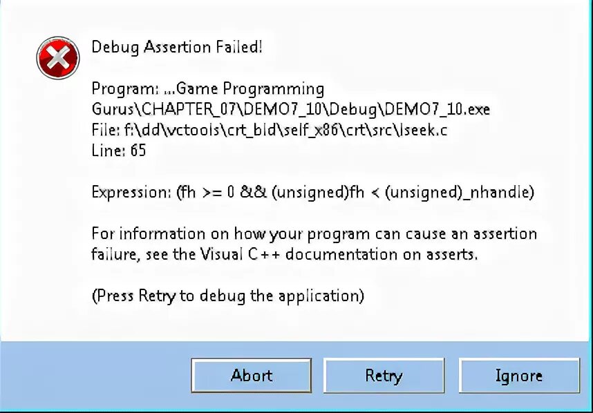 Assertion failed. Debug assertion failed visual c++ как исправить line 57. assertion failed expression !initialized. assertion failed on expression succeeded.